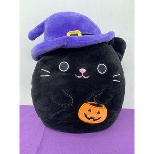 Squishmellow Kellytoy Calio Black Halloween Witch Cat Pumpkin 10 Inch Purple Hat